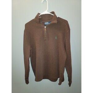 Polo by Ralph Lauren Men's Brown 100% Cotton 1/4 Zip Pullover Sweater Large